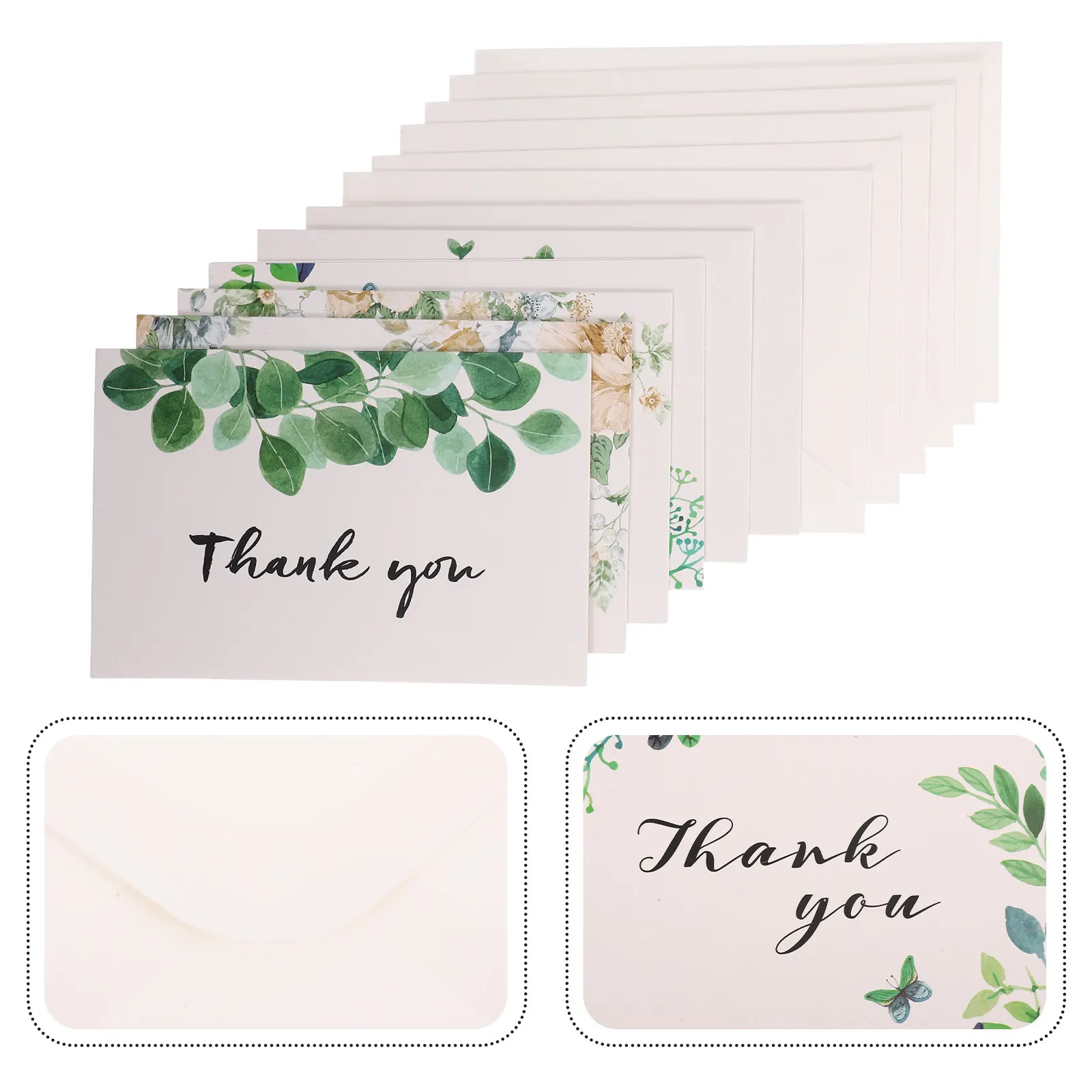 

12 шт. пустых открыток с благодарностью из экологически чистой бумаги с узорами из свежих растений и цветов для дня рождения и праздников