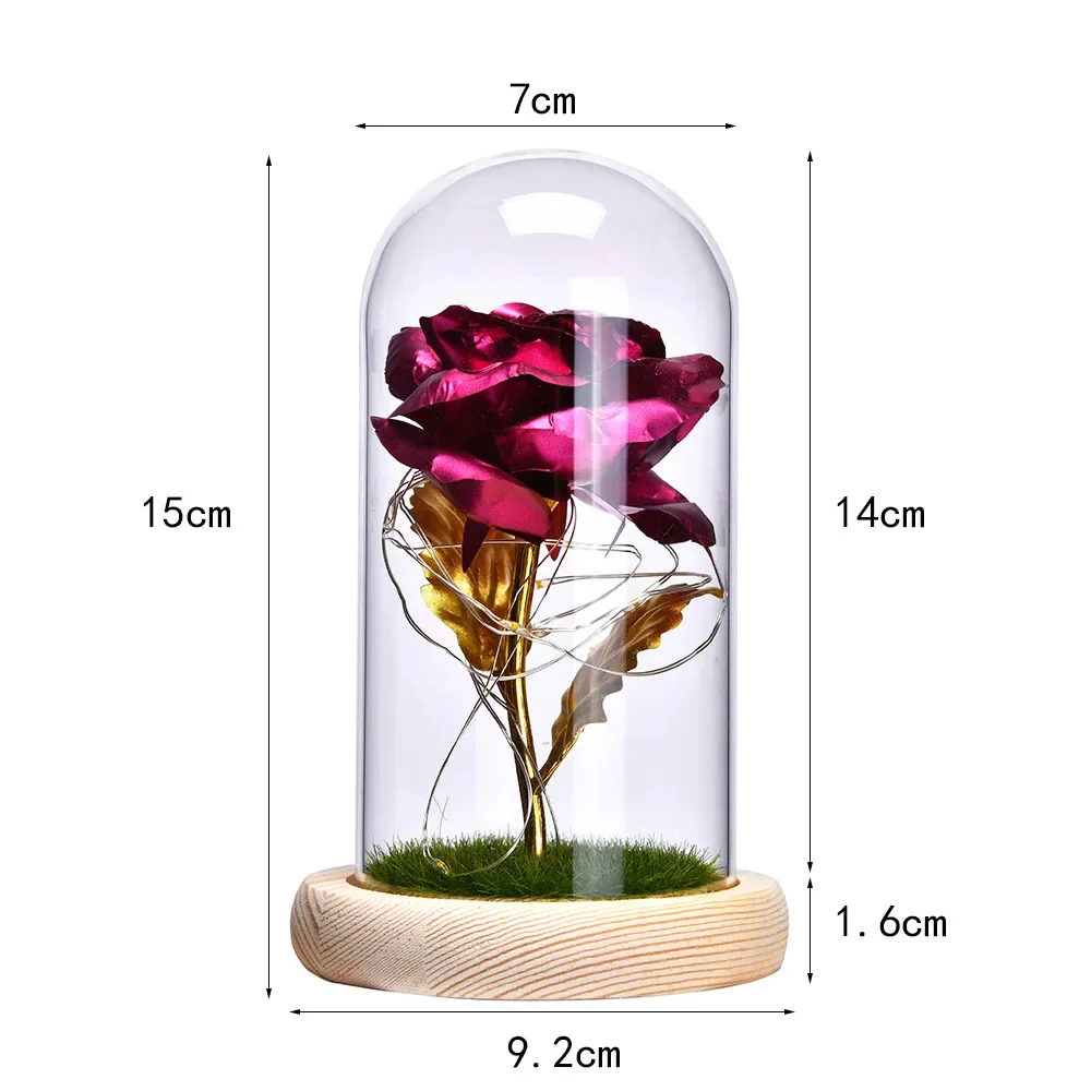 rosas eternas Valentines Day Gift for Girlfriend LED Light Eternal Rose In Glass Cover Mothers Day Wedding Favor Bridesmaid Gift