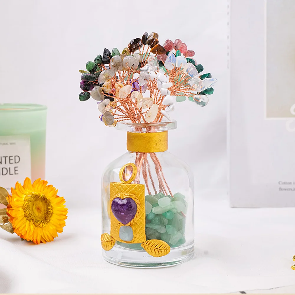 Natürliche Kristallsteine, Kupferdraht-Bouquet, Heilender Polierkies, DIY-Kristallblume, Geldbaum-Zubehör, Raumdekoration für Zuhause – Detail 1