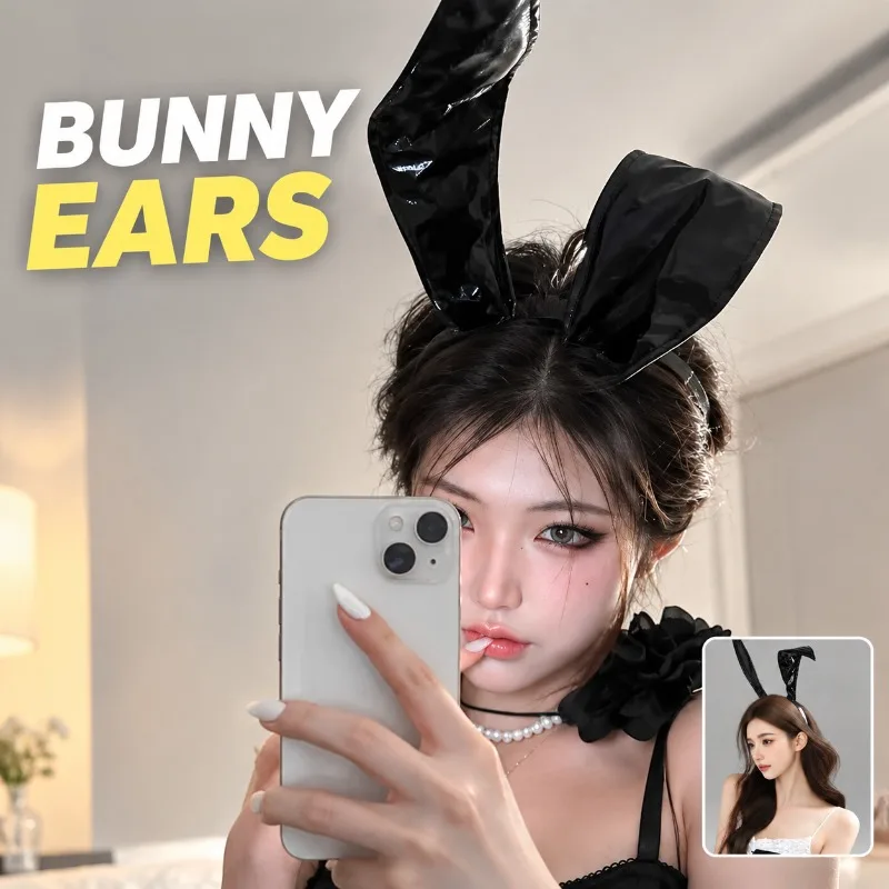 Halloween Aesthetic Headwear, Edgy Cute Bunny Ear Hair Hoop, Unique Niche Rabbit Girl Headband for Cosplay Party Styling Costume