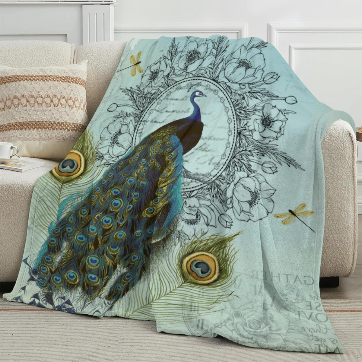 

Peacock Blanket Perfect For Home Sofa Naps Camping and Travel Holiday Gifts Suitable For All Seasons Warm Flannel Blanket