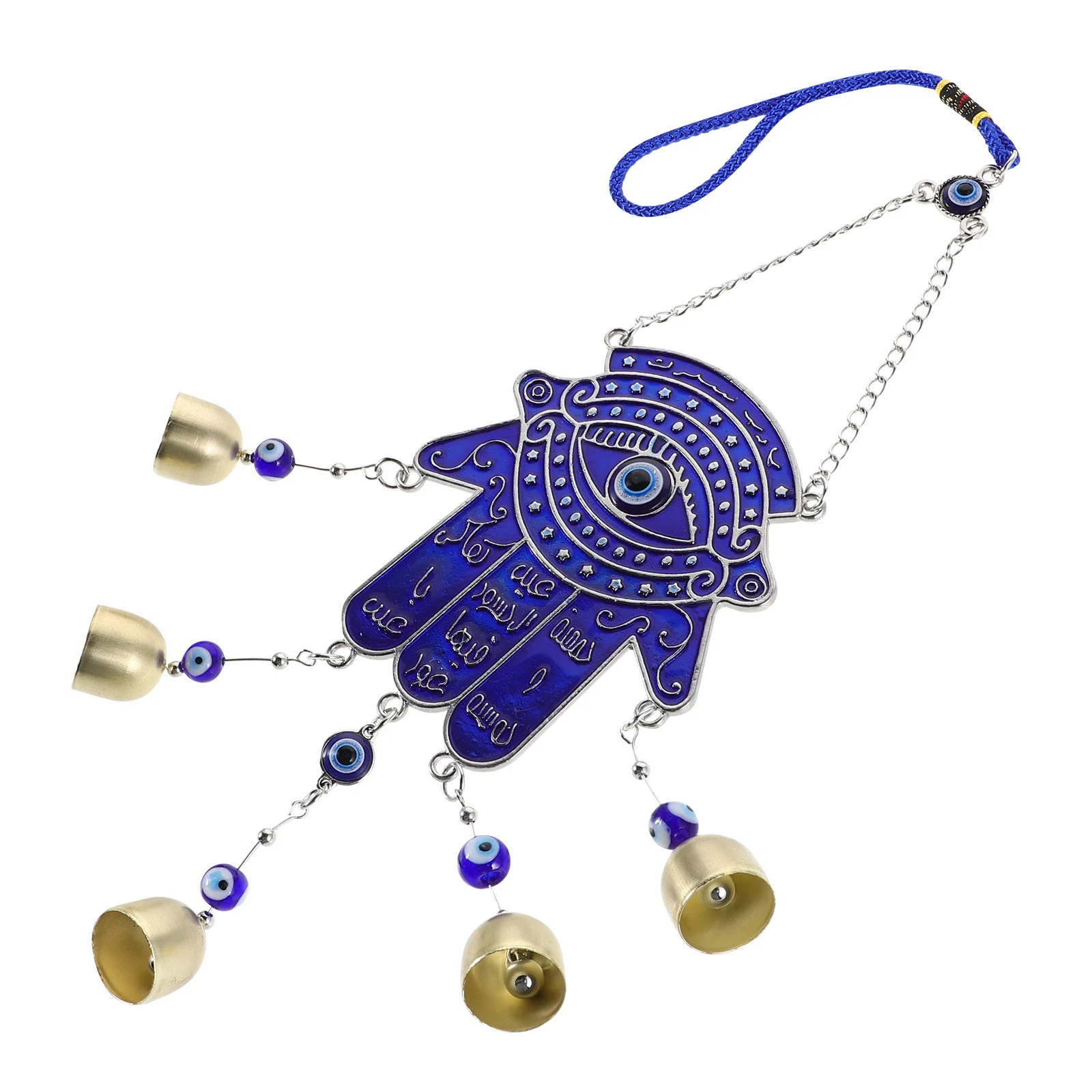 

Blue Hand-Shaped Bell Car Hanging Ornament Eye Motif Design for Interior Decor Auto Accessories Stylish Lucky Charm Pendant