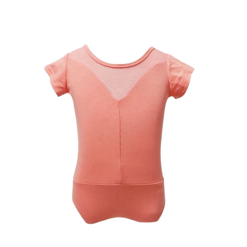 Girls' Thin Short Sleeve Ballet Gymnastics Leotards Cotton Slim Brathable Dance Bodysuit Solid Patchowrk Temperament Dancewear