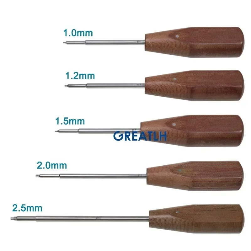 GREATLH Square Head Bone Screwdriver 1.0-2.5mm Fine Head Stainless Steel Orthopedic Pet Instrument 1pc