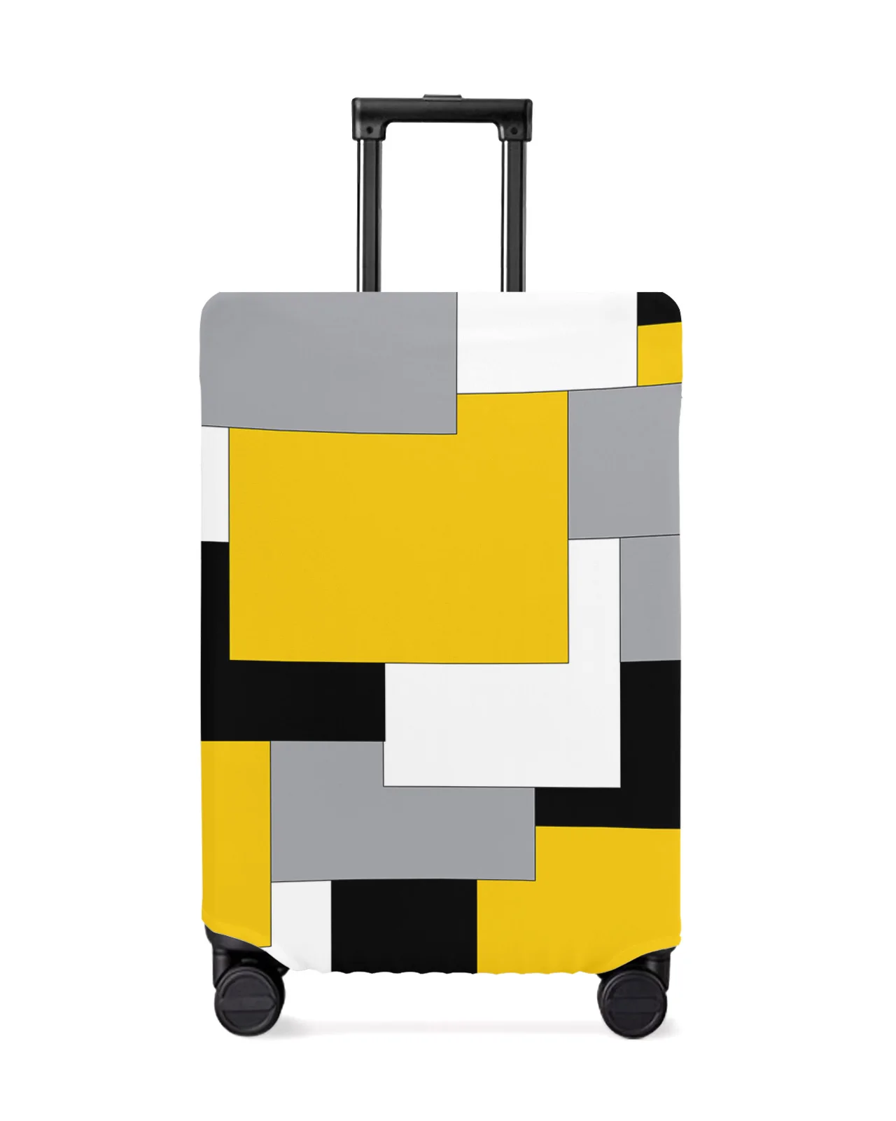 

Yellow Grey Black Patchwork Abstract Art Medieval Style Luggage Cover Elastic Baggage Cover Suitcase Case Travel Accessories