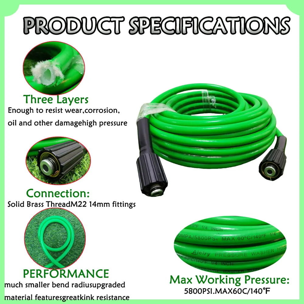 0.5-50m High Pressure Water Cleaning Hose Cord Pressure Washer Hose Car Wash for some of Sterwins/Daewoo and extension hose M22