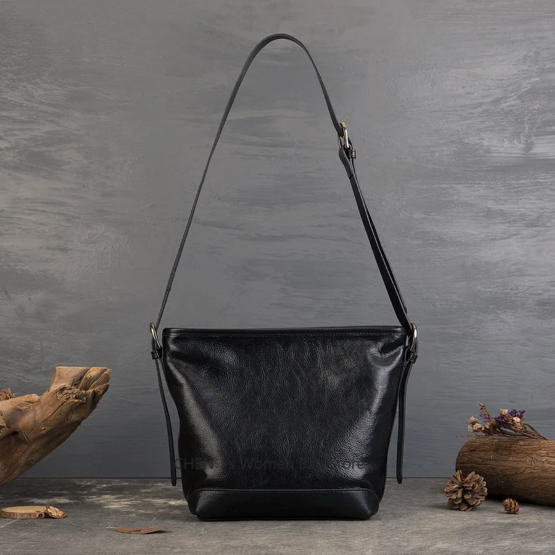 

Женская сумка-ведро из натуральной кожи, кошелек через плечо из мягкой воловьей кожи, маленькая повседневная сумка через плечо для телефона, роскошный дизайнер