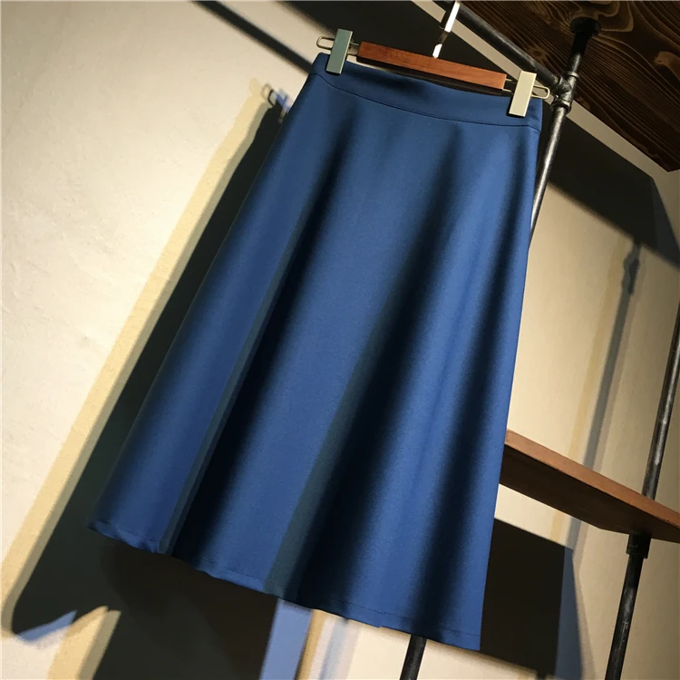 French Style Elegant Midi Skirt for Women Summer Commuting Office Lady High Waist Slimming Umbrella Skirt Female