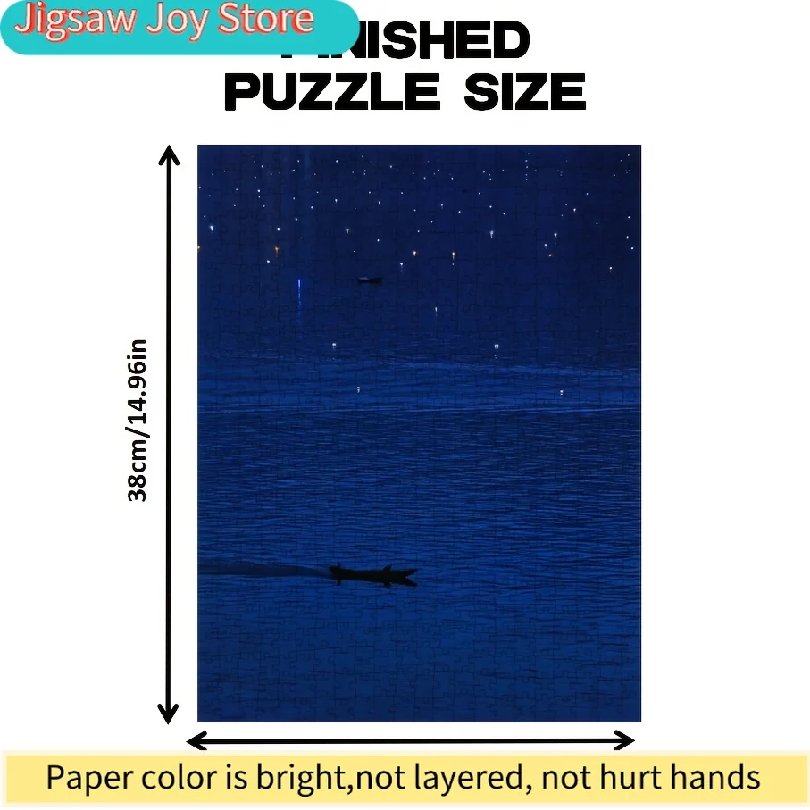 Puzzle da 500 pezzi progettato per adulti con una barca in ceramica al tramonto, adatto per giochi di società e attività con la famiglia