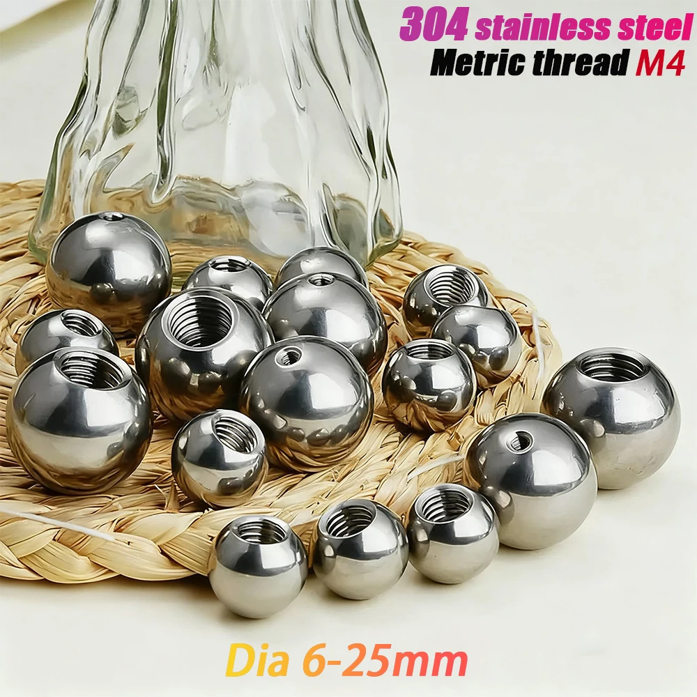 304 Stainless Steel M4 Nut Thread Dia 6-25mm Round Ball Head Tapping Set Screw Ball Metric Cap Tapping Drilling Handle Ball