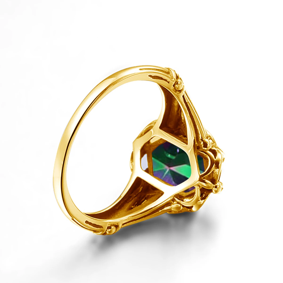 Luxuriöser Gelbgold-Mystic-Topas-Ring mit ovalem Stein 8*10mm Damenschmuck Handgefertigt Hochwertige Edelsteine Geburtstagsgeschenk Trendprodukt – Detail 5