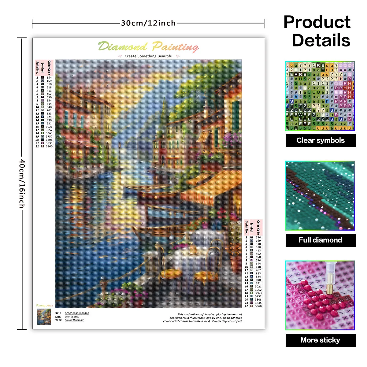 RUOPOTY 5D DIY Diamond Painting Landscape Mosaic Rhinestone Embroidery Full Round Cross Stitch Kit Home Decoration