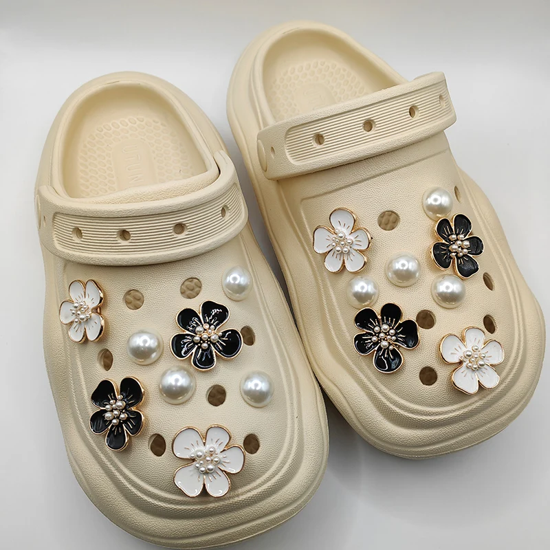 Five Petal Flower Pearl Shoe Charm DIY Shoe Decorations Button Accessories for Bogg Bag Slides Sandals Clogs Kids Gifts