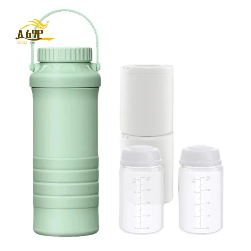 A69P-22Oz Portable Breast Milk Cooler For Outdoor,360° Total Cooling For 24 Hours,With Baby Bottles For Breastmilk Storage