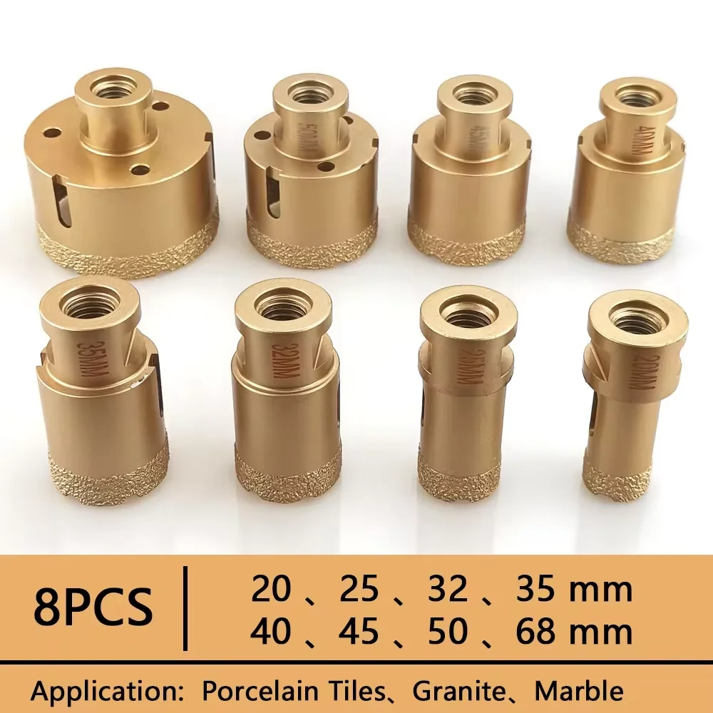 Imagem -03 - Dry Drill M14 Thread Brazing Hole Saw Grupo Porcellanato Tiles Coroas Granito Mármore Vitrificado Tile Drill Bits Ferramentas Pcs