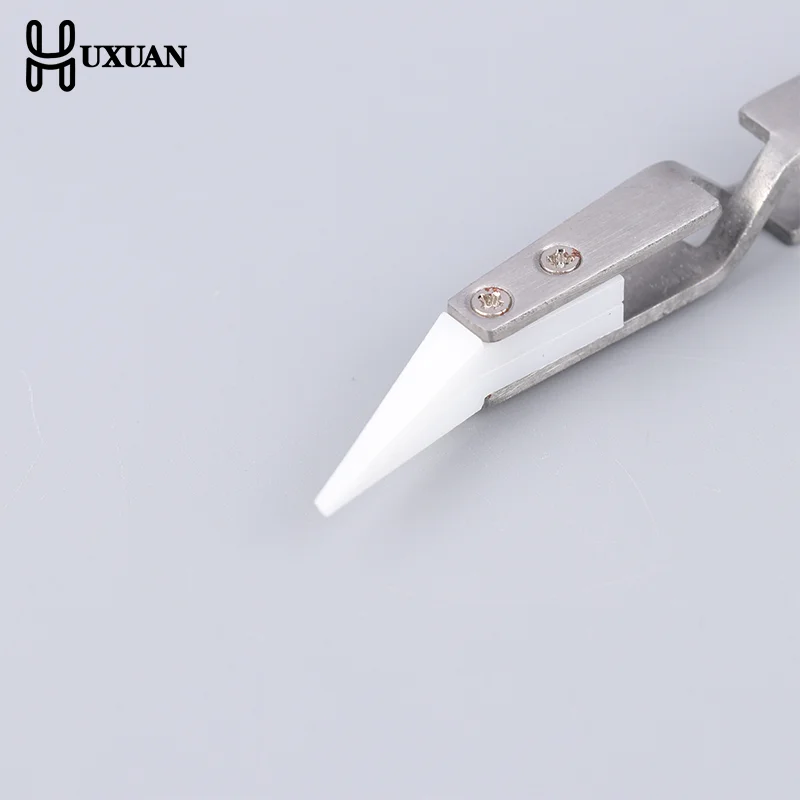 Pinzas de cerámica inversas antiestáticas, pinzas rectas curvadas conductoras electrónicas resistentes al calor de acero inoxidable