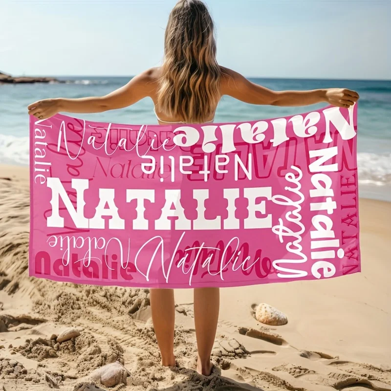 Personalized Beach Towel Custom Name/Logo Oversized Microfiber Beach Towel Thin Quick Dry for Beach Swimming Yoga Bath Sports