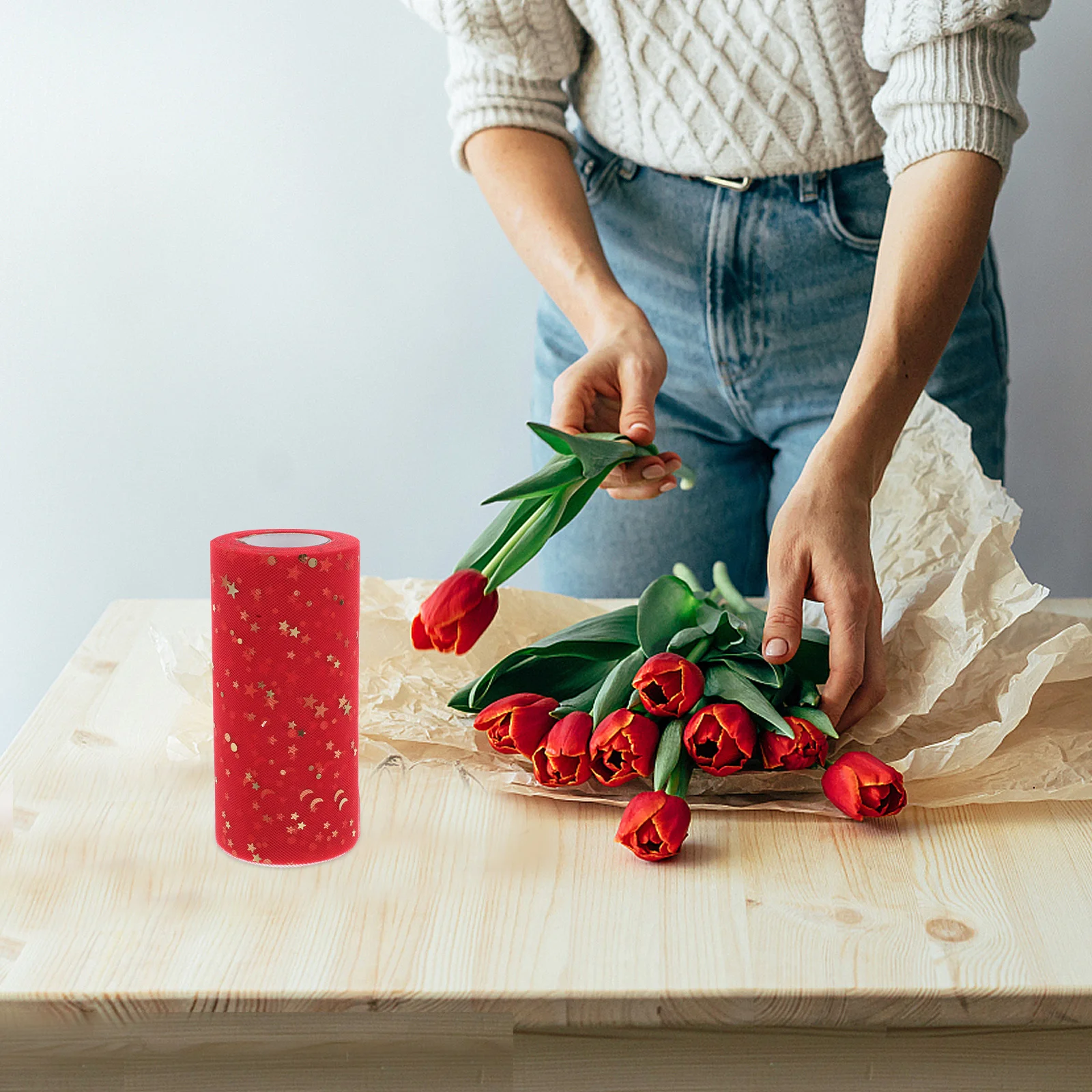 

Red 2280x15cm Sequins and Gauze Table Skirt Reusable Party Wedding Decoration Desk Ornament High Quality Craftsmanship Event