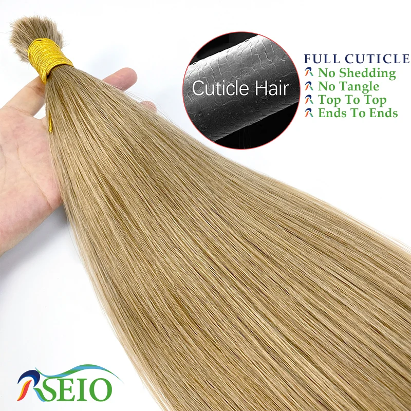 RSEIO Bulk Hair Extensions Remy Human Hair 100% Real Natural Hair Black Brown Blonde 613 Color 16-24inch For salon