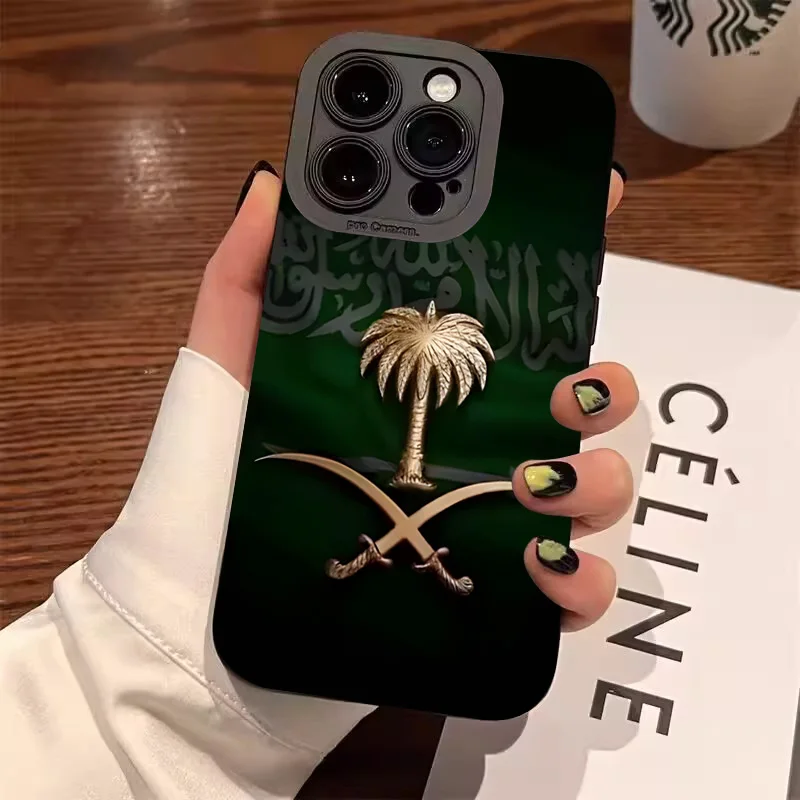 

Kingdom Of Saudi Arabia Flag Phone Case For iPhone 16 15 14 13 12 11 Pro Max 7 8 Plus XS X XR SE2 Shockproof Soft Silicone Cover