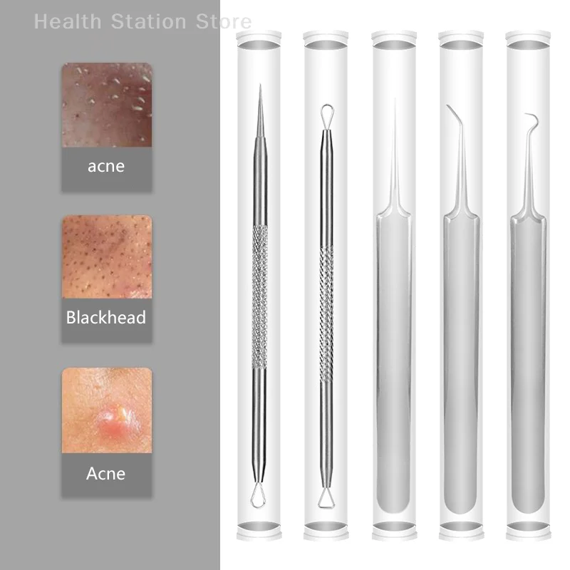 Blackhead Acne Needle Cell Pimples Blackhead Clip Tweezers With Round Tube Stainless Steel Acne Remove Needle Face Skin Care