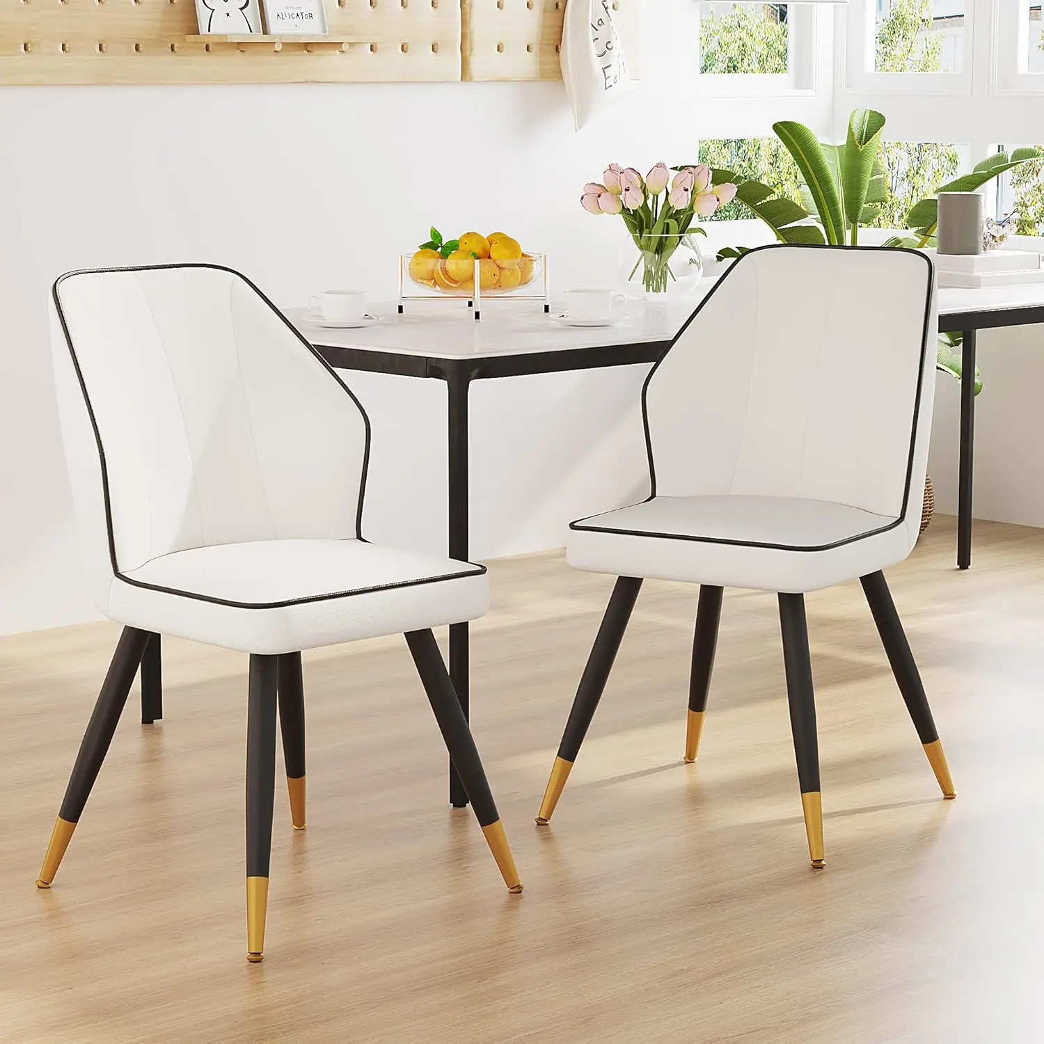 

Комплект из 2 обитых тканью обеденных стульев, акцентные стулья в стиле середины века, без подлокотников, из искусственной кожи, для отдыха, с возможностью индивидуального заказа