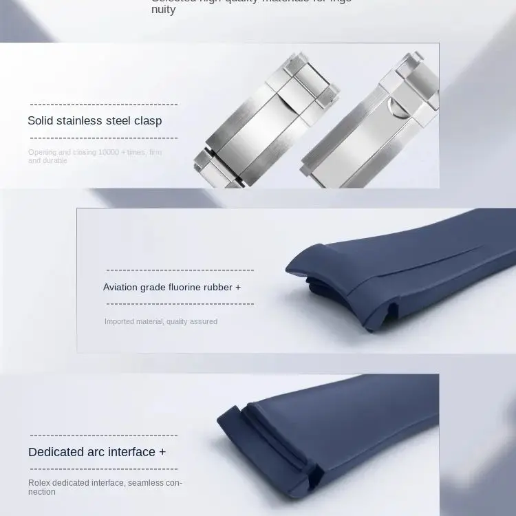 Correa de reloj Premium FKM con logotipo Original de liberación rápida, correa de 20mm para hombre para Rolex 41mm Wacth Submariner