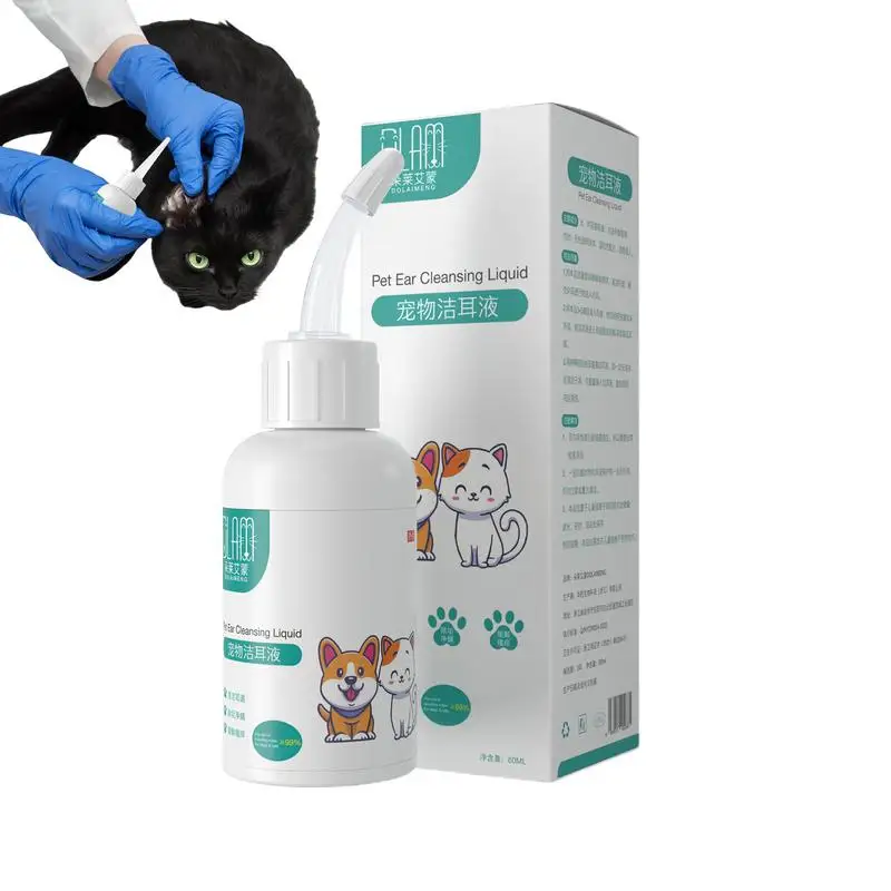 Pet Ear Drop 60ml Ear Canal Cleaning Universals Ear Canal Ear Mite Deodorization, Antipruritus Cleaning Ear Wash For Cat And Dog