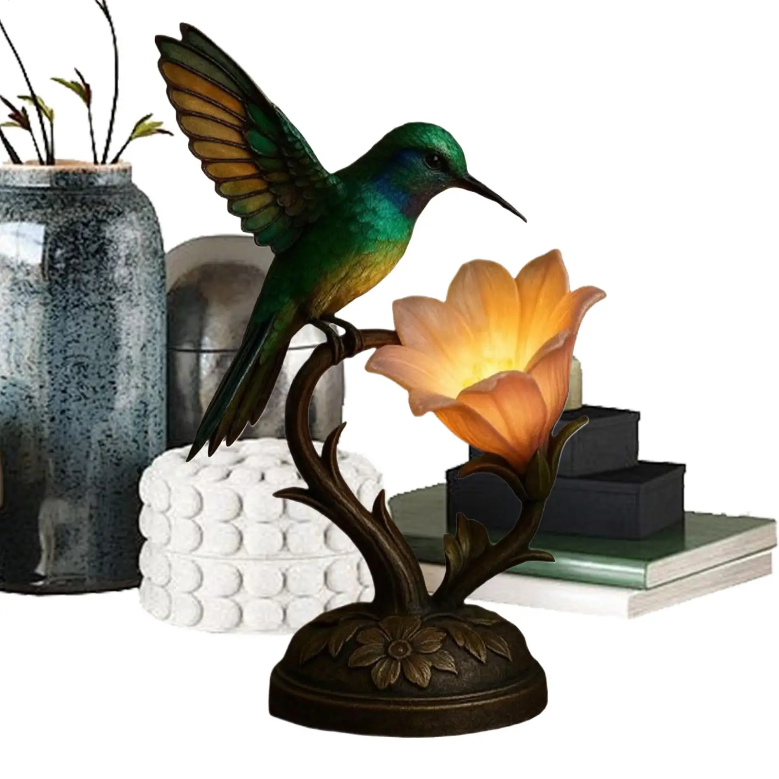 

Винтажная лампа с цветочным узором, создающая теплую атмосферу, настольная лампа-колибри для декора прикроватной тумбочки, спальни, кабинета, офиса