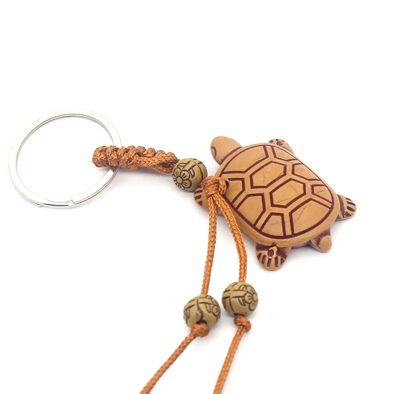 Turtle Keychain Wooden Vintage Horse Pendant Wood Animal Keyring for Men Women Bag Charms