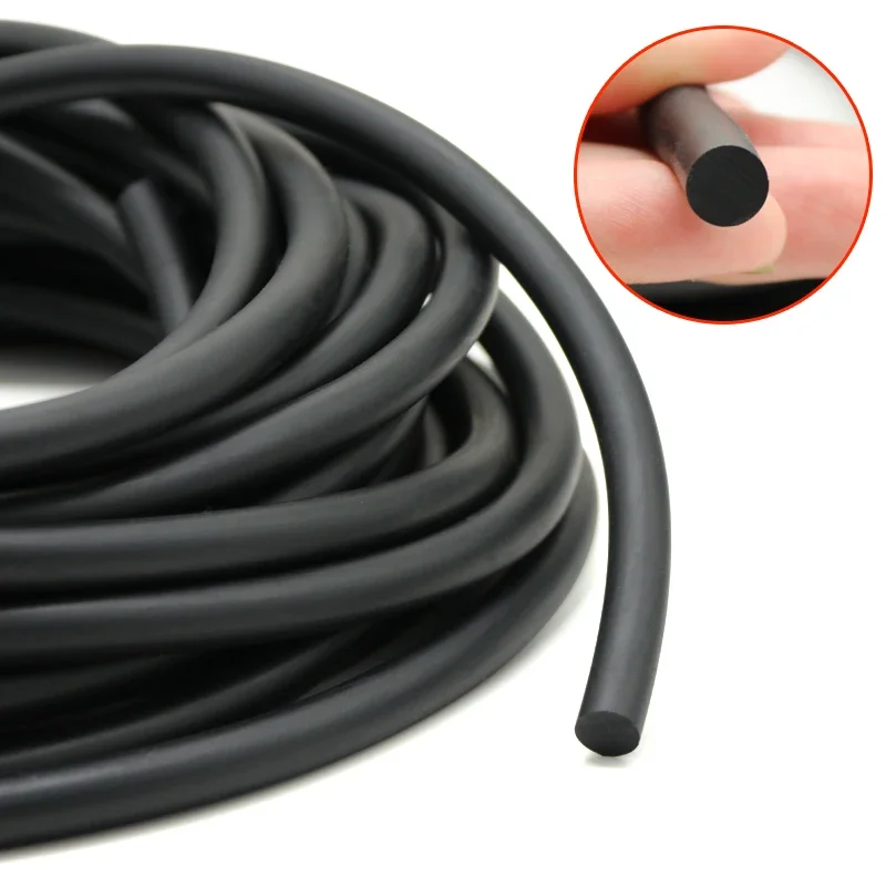 1/5m Fluorine Rubber Strip Diameter 2,3,4,5,6,7,8,10,12,15 mm Black Solid Not Foaming High Temperature O-Ring Bar Seal