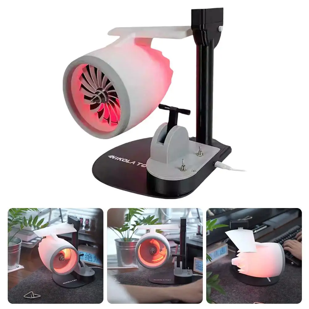 Creative Turbo Desktop Fan Turbofan NIKOLATOY Upgraded Engine Model JetFan USB Fan With Atomization Red Light Tail Flame Device