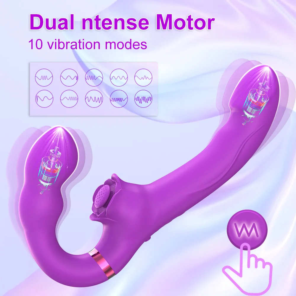 Lesbian Strapless Strap-on Double Dildo Vibrator Sex Toys for Adults Women Strap On Remote Control Female G-spot Vagina Massager