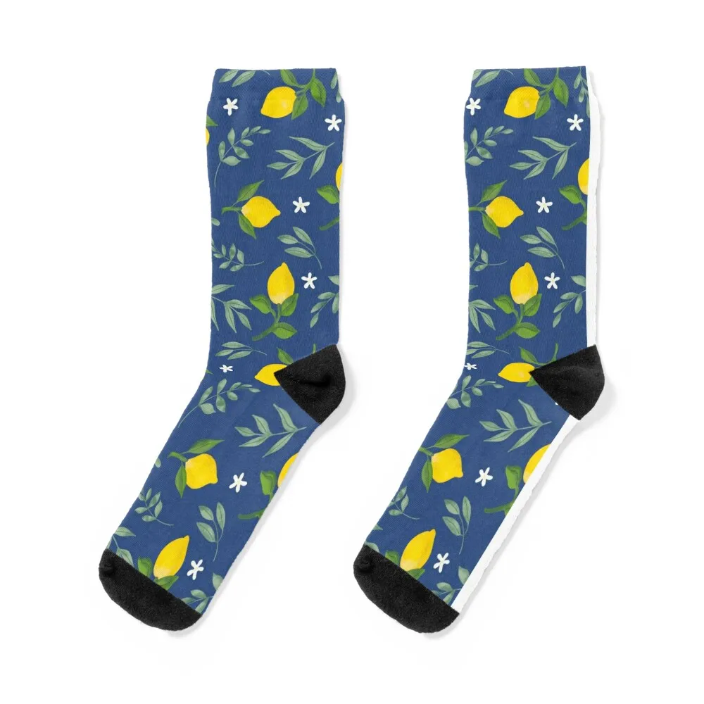 

Lemon grove on navy Socks christmas stocking basketball cartoon Men Socks Women's