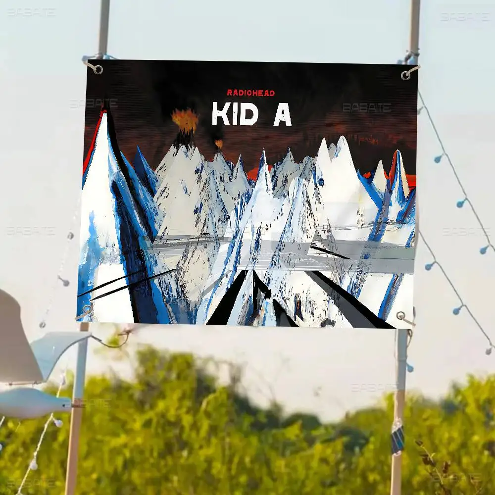 Rock Band Radiohead Creative Pattern Hanging Flag Polyester Printed Banner Hand Pulled Flag