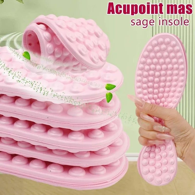 5D Acupressure Massage Insoles EVA Foot Pain Relief Shoe Inserts for Men Women Reflexology Stimulation Fatigue Reducing Standing