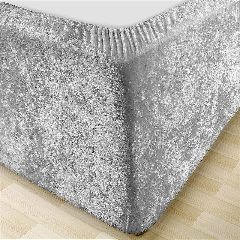 Luxury Crushed Velvet Bed Base Wrap Skirt Elastic Divan Cover Thickened Three Sides