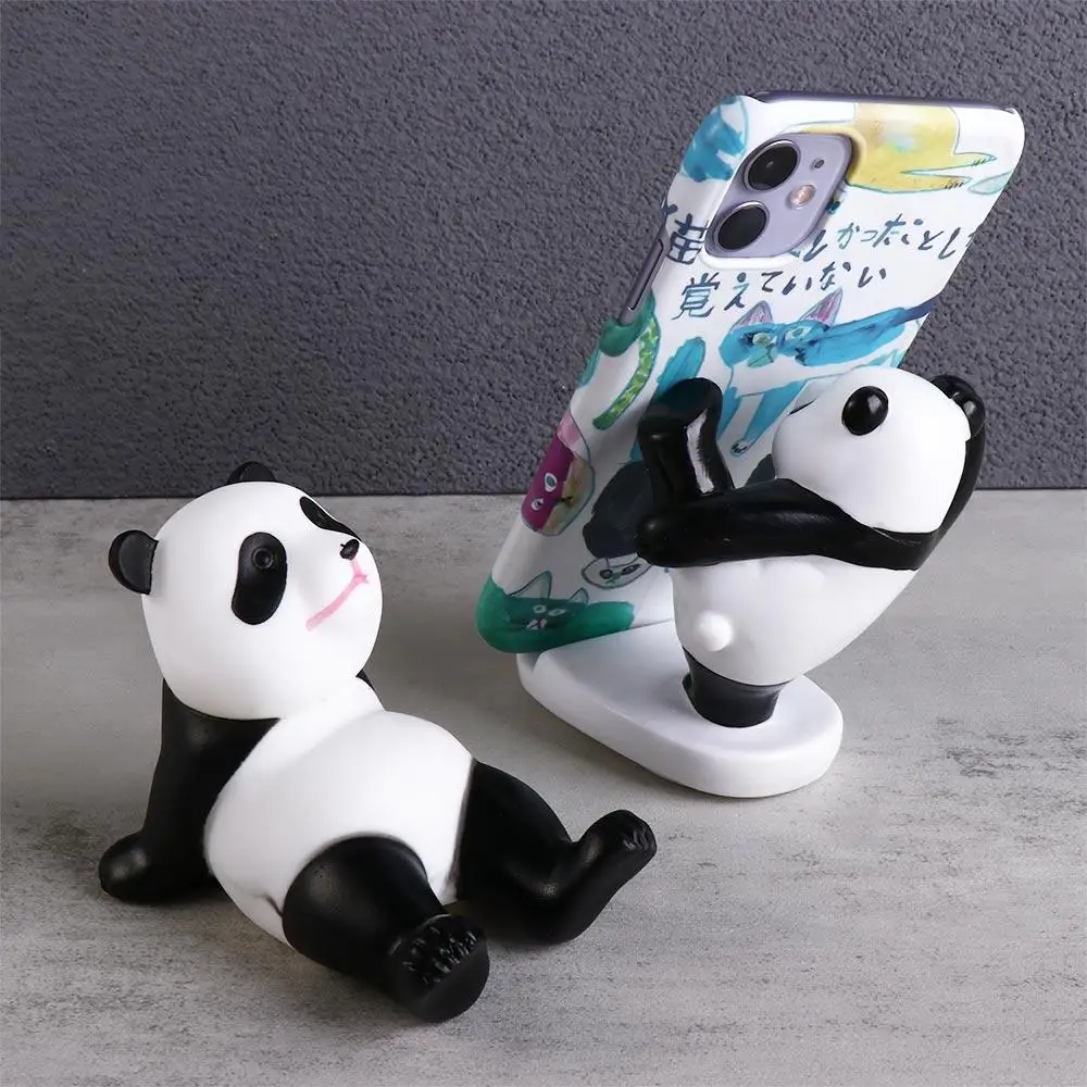 Suporte stands panda suporte do telefone móvel panda estatuetas dos desenhos animados suporte do telefone plástico bonito suporte do telefone móvel decoração de mesa