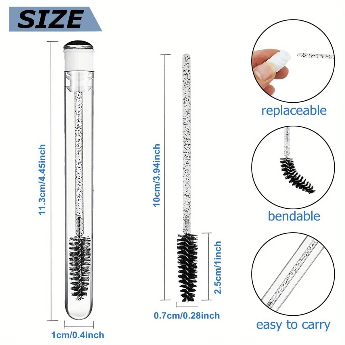 90-teiliges nachfüllbares Mascara-Zauberstäbe-Set – 20 leere Tuben + 70 Pinsel für Wimpernverlängerungen und DIY-Mascara (Salon und Heimgebrauch)