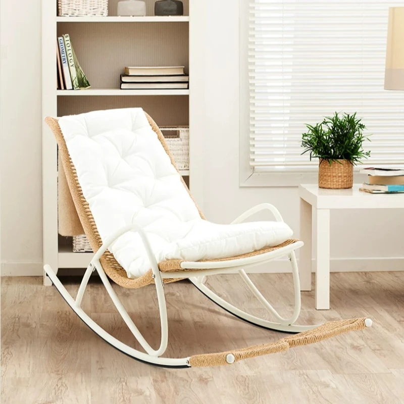 Sillones Reclinables de Ratán Ergonómicos para Sala de Estar, Sillones de Lectura con Brazos, Mecedora para el Hogar