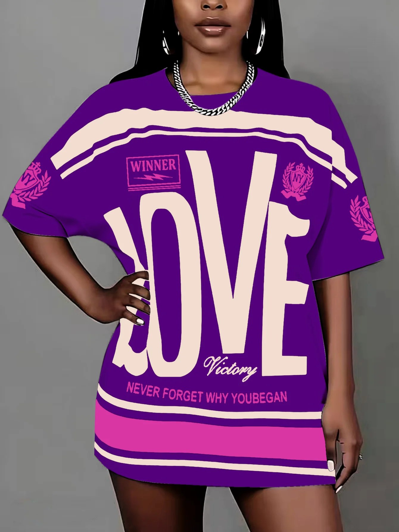 Plus size roupas femininas 2025 novo em torno do pescoço carta impressão camiseta pulôver topo adequado para uso diário