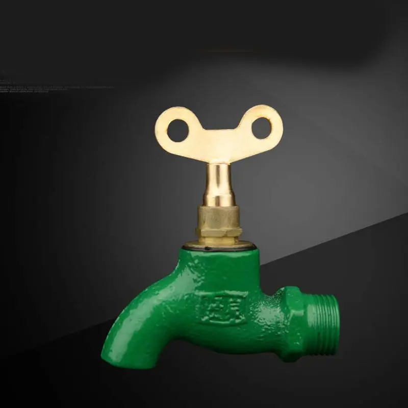 

1 Set 1/2 Inch Old-fashioned Iron Faucet With Lock Key Anti-theft Bibcocks Water Tap for Kitchen Outdoor Garden