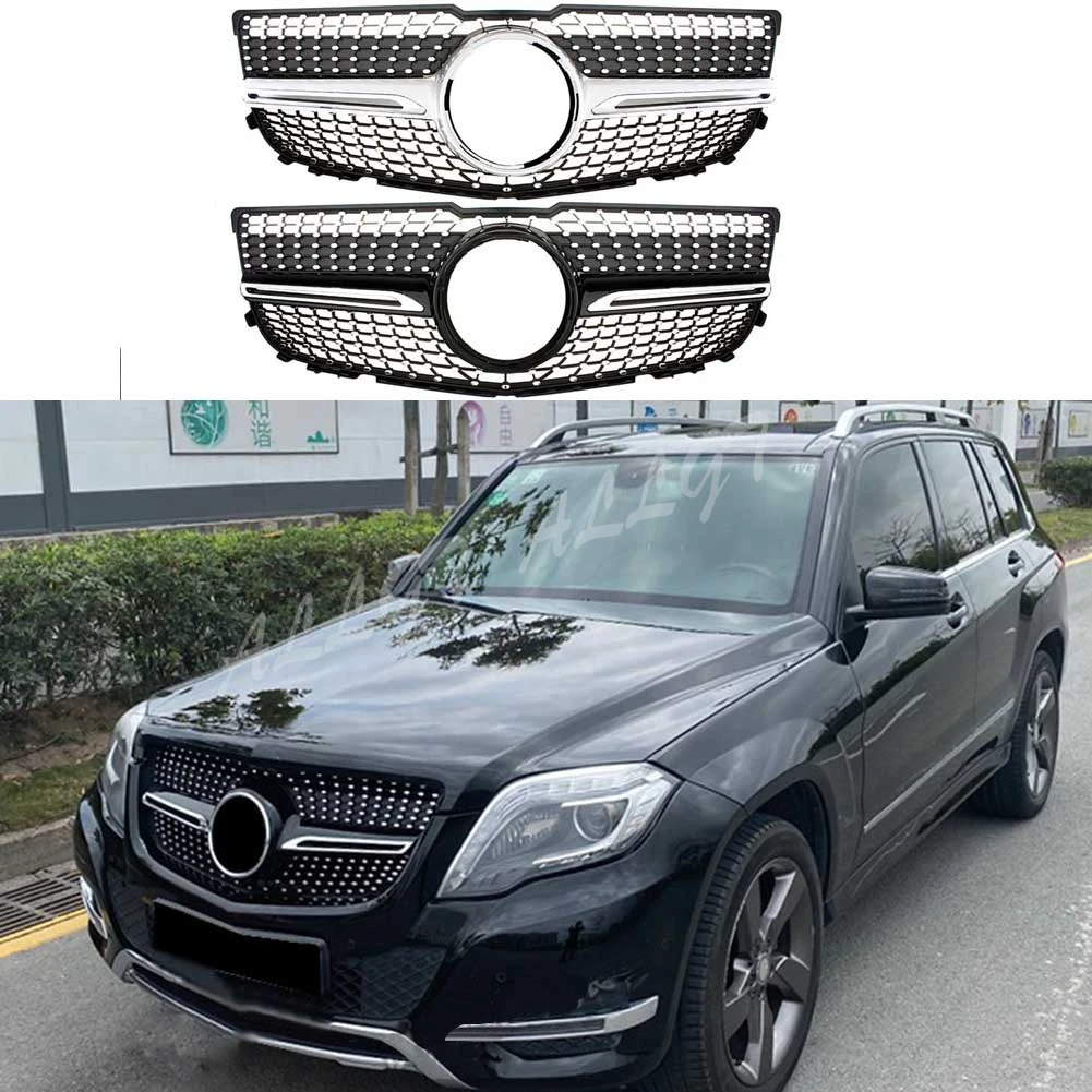 

Car Front Racing Billet Bumper Grille Upper Facelift Grill For Mercedes-Benz X204 GLK Class 2013 2014 2015 Diamond