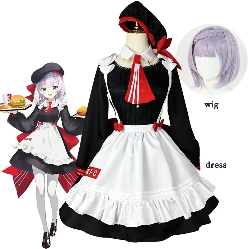 Genshin Impact Cosplay Costume Noelle KFC Uniform Lolita Maid Dress Wig Halloween Costumes For Women Sexy Clothing MN9