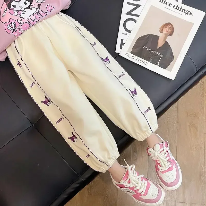 

Girly Heart Kawaii Fashion Kuromi Long Pants Spring Autumn Sanrio Ins Children Wear Sports Trousers Clothing Gifts for Kids