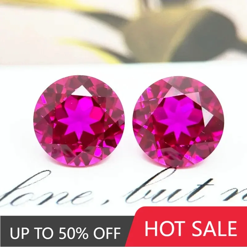 

A-Top Quality Lab Grown Sapphire Round Shape Hot Pink Charm Beads Top Quality Making Ring Selectable AGL Certificate