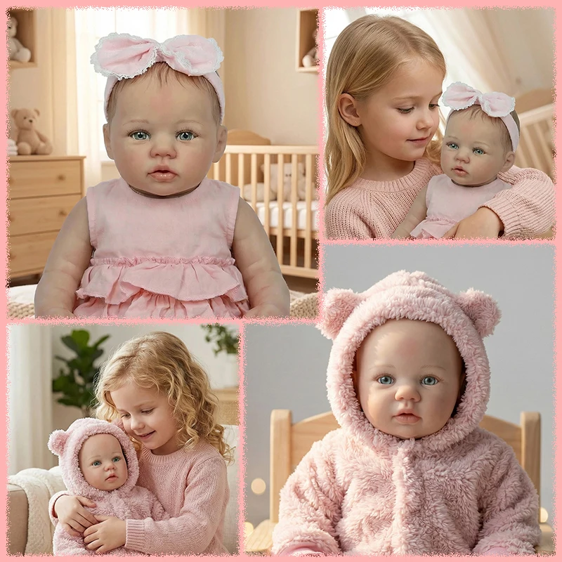 

18inch Soft Cloth Body Cuddly Abigail Hand Painted Hair Lifelike Reborn Baby Doll Multiple Layers Painting 3D Skin Visible Veins