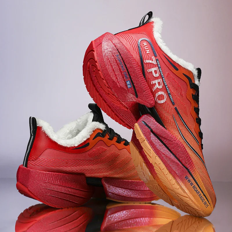 

Зимние кроссовки мужские зимние дышащие противоскользящие марафонские удобные плюшевые спортивные туфли мужские прочные легкие мужские туфли