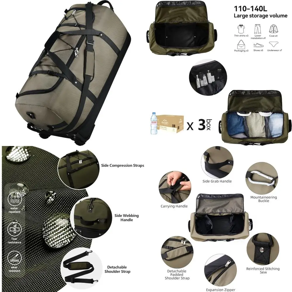 

Расширяемая мягкая складная спортивная сумка объемом 110–140 л с колесиками, упаковочный чемодан на колесиках 32 для путешествий