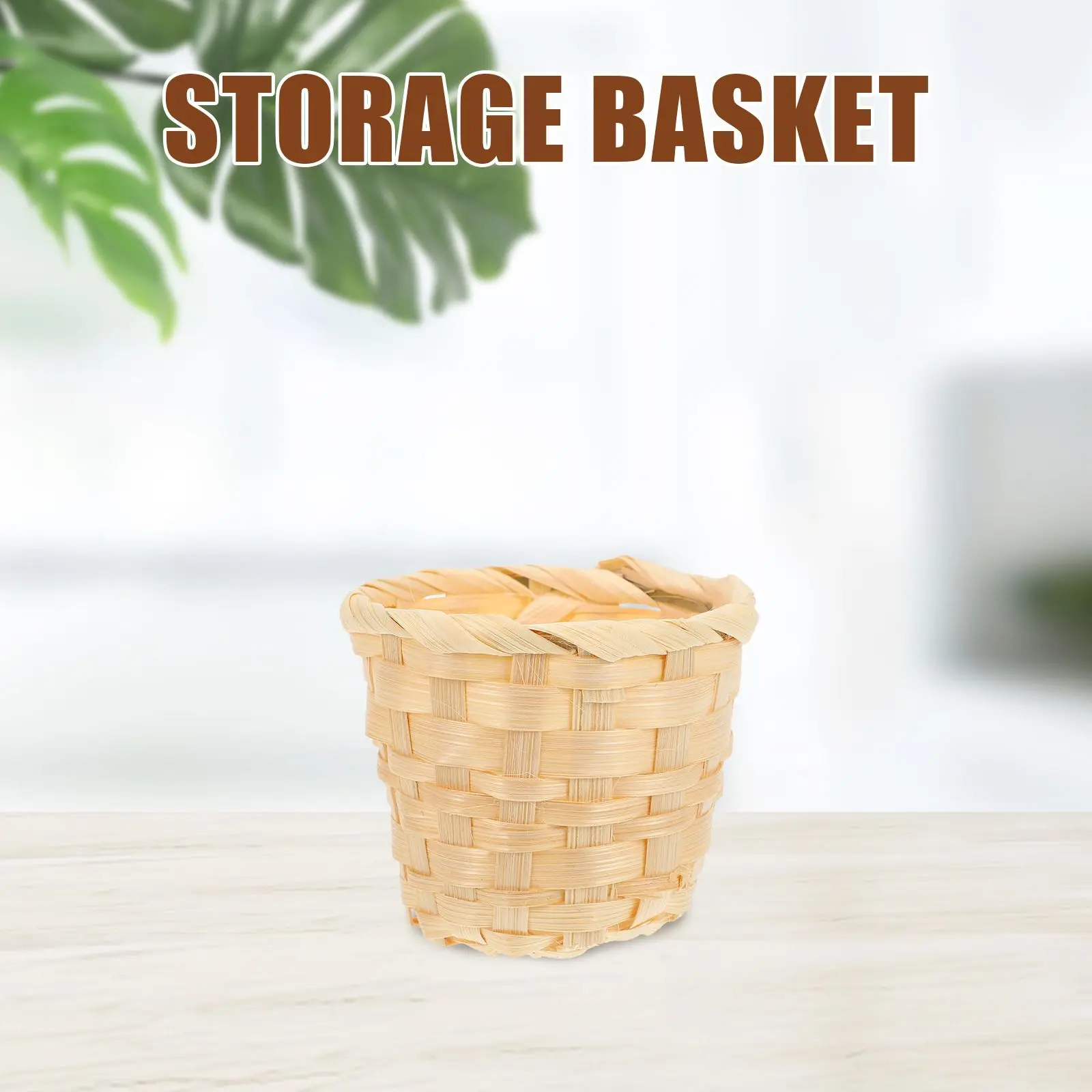 Bamboo Wood Storage Basket 4 Pcs Small Woven Baskets for Home Decor Mini Flower Basket Gift Rustic Desk Organizer Candy Fruit